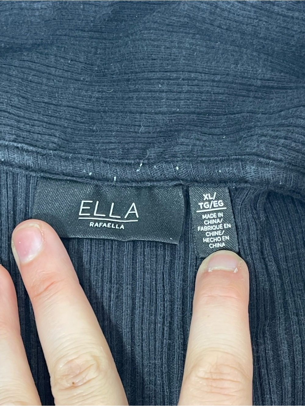 Ella Rafaella XL Black Ribbed Sleeveless Quarter Zip Collared Top Stretch - Picture 5 of 10